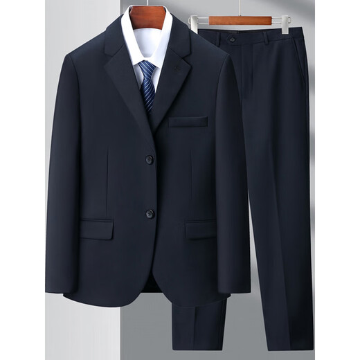 Lilan wool suit suit for men, professional formal work suit, banquet wedding dress, plus size men, navy blue middle slit 2XL 185/100