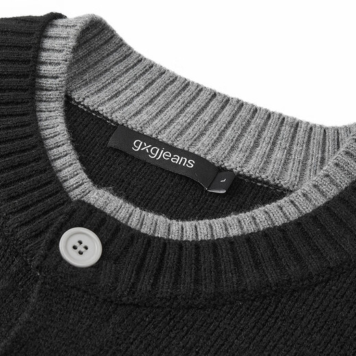 Gxg.jeans men's clothing, including wool fake two-piece loose cardigan sweater jacket for men, 25 autumn new arrival, black, pre-sale after November 22 M (170)