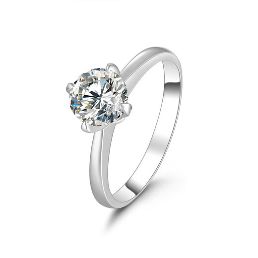 Star Eye Jewelry spot special price platinum 18K gold diamond ring four-claw heart-shaped ring Jurchen diamond wedding gift platinum gift for Chinese Valentine's Day 50 points diamond ring M-N color SI clarity