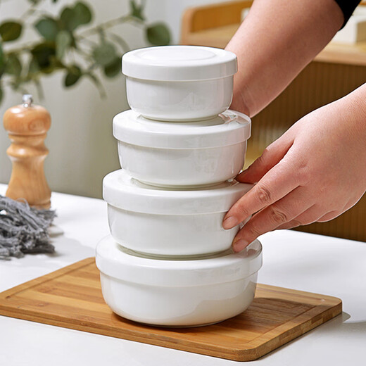 He Jiagong steamed egg bowl with lid, bowl with porcelain lid, microwave ceramic bowl, stew pot, steaming bowl, special steamed egg custard bowl, water-proof stew bowl, 4-inch small covered bowl