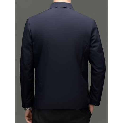 Lilan Men's Spring and Autumn Fashion Jacket Men's Middle-aged Dad's Executive Jacket Solid Color Lapel Anti-Wrinkle High-end Jacket Black 2XL 185/100