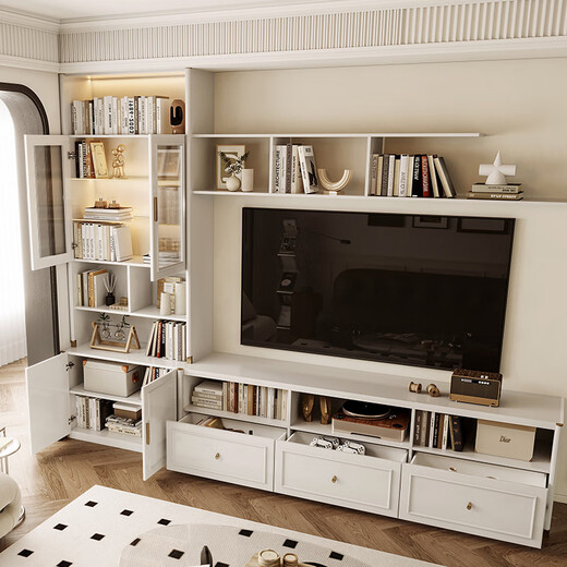 Personalización de gabinete de televisión de Sofía de estilo Europa Gabinete de pared Combinación Gabinete de almacenamiento Sala de estar Gabinete de televisión Piso de membresía de pared a pared