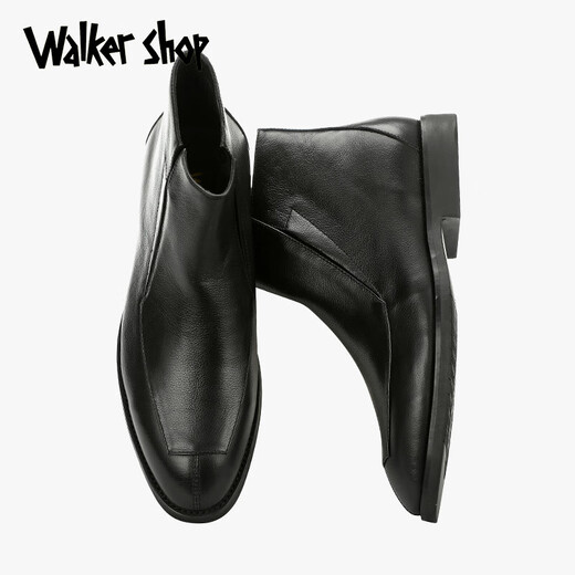 Walker Shop Martin Boots Men [High Top British Style] Spring Chelsea Boots Short Boots Fashion Leather Shoes Mid Top Boots Black 38