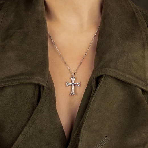 APM Monaco silver white cross adjustable necklace women's men's necklace women's light luxury niche sweater chain
