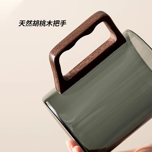 Huaxi tree tea cup men's office tea separation glass filter cup tea set tea ceremony cup high-looking water cup with lid wood language cup light luxury gray 400ml 1 piece