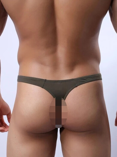 Men's double-butt underwear, sexy, sexy, low-waisted, protruding, tempting, thong, boys' butt lift, butt exposed, gay, white L