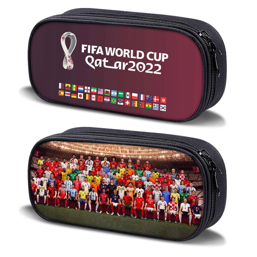 Mppmck Messi crayon sac étoile en toile à crayons multicouches sac à crayon 2022 la papeterie de la papinerie de la coupe du monde Qatar Pine de papeterie Pine de papeterie de grande capacité à trois couches crayon BAG-B10971