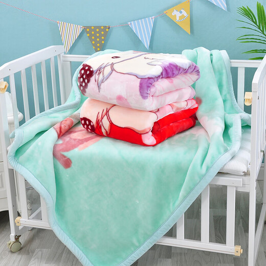 Other baby blankets, newborn blankets, children's double-layer thickened quilts, autumn and winter baby cloud blankets, kindergarten nap quilts, big-eared rabbits 1526 blue 1.2 kg 110*140