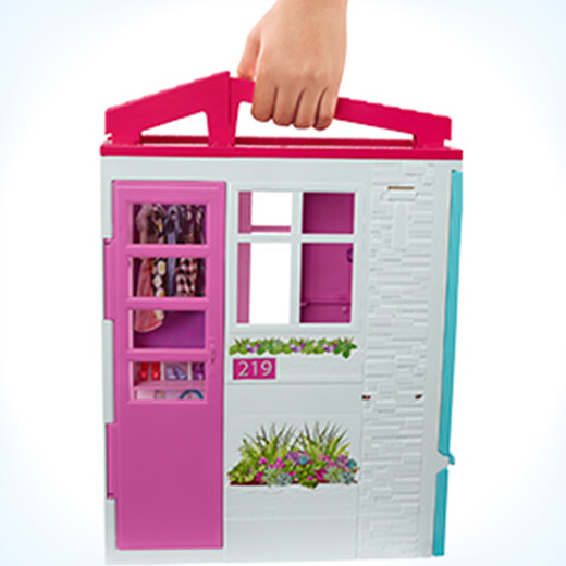 【7成新】芭比(Barbie)儿童玩具女孩礼物过家家玩具小公主洋娃娃城堡别墅换装娃娃房子-芭比娃娃之闪亮度假屋FXG55
