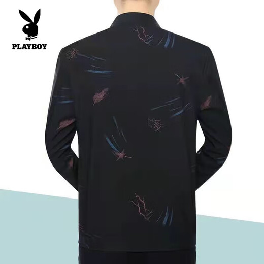 Playboy (PLAYBOY) new middle-aged men's jacket spring and autumn thin jacket high-end trendy casual baseball collar dad wear official flagship thread style pure blue spring and autumn thin + zipper pocket M 170/88A 80-105Jin Jin equals 0.5 kg