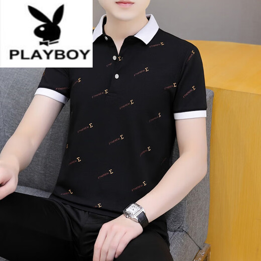 Playboy (Playboy) Camiseta de solapa de manga corta de manga de primavera y otoño Camiseta de cuello de collar de manga de manteos castaño casual de camiseta casual QY679 2XL 145-165Jin [Jin equivale a 0.5 kg]