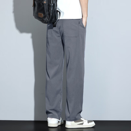 Vuug Ice Seide Casual Hosen Herren Sommerhimmel Seide dünne gerade lockere bequeme große Hose xl grau
