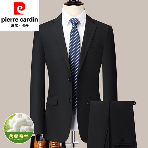 Pierre Cardin Wool Suit 2025 Spring and Autumn New Business Casual Professional Formal Wear Groom's Dress Suit Jacket Knitted Blue HRC1102 High-End Boutique Suit M 170 Recommended 100-120 Jin Jin equals 0.5 kg