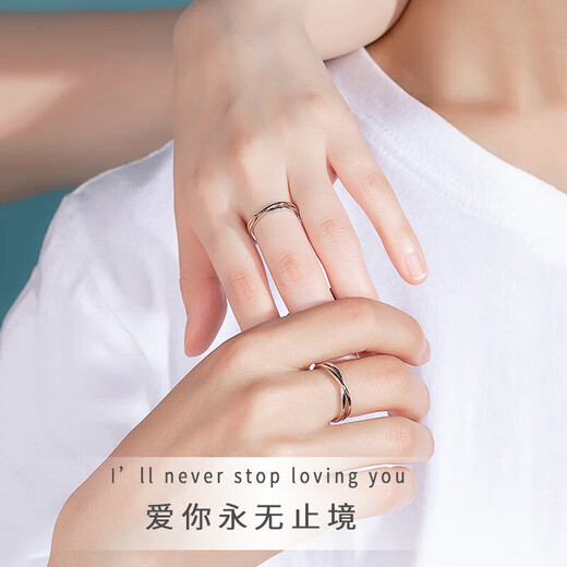 DR Mobius couple ring PT950 platinum adjustable wedding ring, Valentine's Day birthday gift for girlfriend, red line Mobius ring