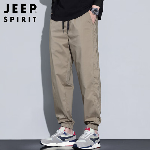 JEEP SPIRIT Jeep casual pants men's autumn and winter loose ankle-length nine-point pants outdoor mountain overalls khaki 3XL