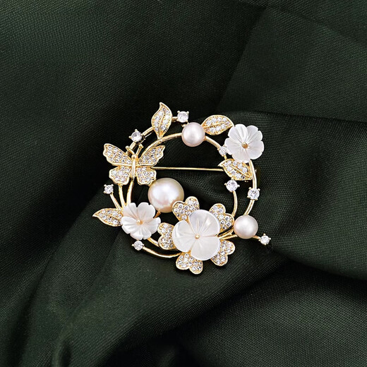 Xiaomi Star Laurel Goddess Brooch Elegant Temperament Pin Pearl Chic Cherry Blossom Accessories Jacket Coat Neck Decoration Laurel Gold
