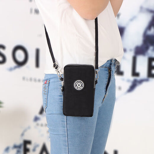 Small bag mini running arm bag mobile phone bag women's crossbody wrist bag hanging bag ultra-thin middle-aged mother and the elderly black-2 layers