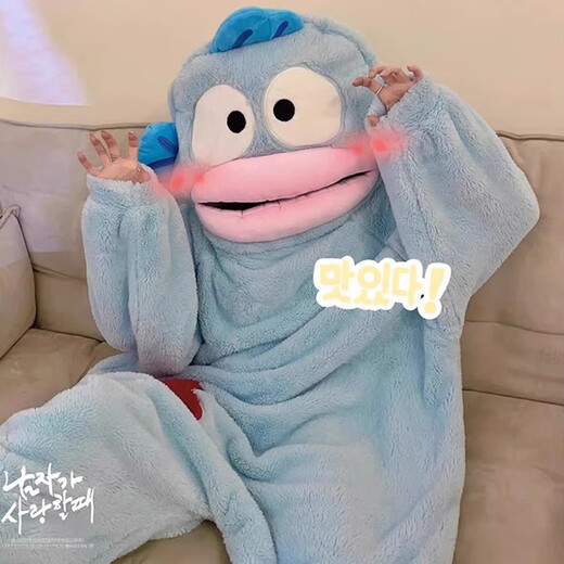 LZJV Clownfish One-piece Pajamas Teletubbies Autumn and Winter Sand Sculpture Funny Coral Velvet Home Clothes for Men and Women can be worn outside Hanton Clownfish One-piece Nightgown (single nightgown without shoes) M (100-120Jin Jin equals 0.5kg)