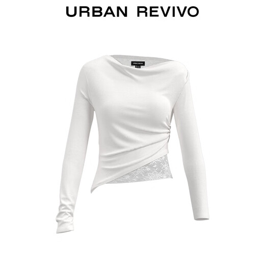 UR2025 AUTOMNE NOUVELLE FEMMES CITY VAGNAGNES CALLES TRENDE IRRÉGULAIRE T-shirt à une épaule UWJ450157 White M