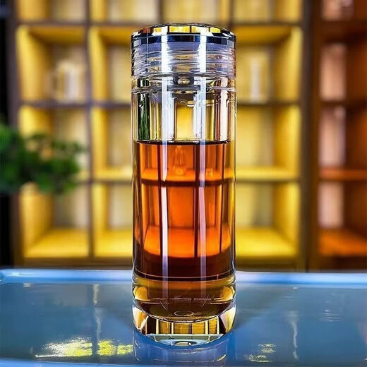 Fat Donglai's same style crystal double-layer car glass tea cup large capacity portable thickened transparent insulated cup for men 400ML rhombus crystal lid can be customized