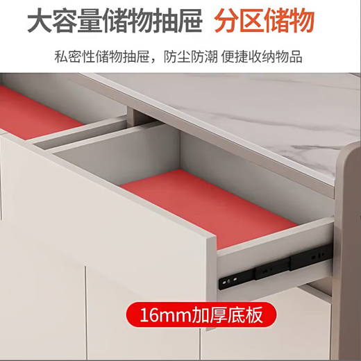 Xuanxin Sideboard, Schrank, Wohnzimmer, Wandschrank, multifunktionaler Lagerschrank, Teeschrank, Weinschrank, Khaki + Weiß, fünf Türen, drei Schubladen, 200 cm