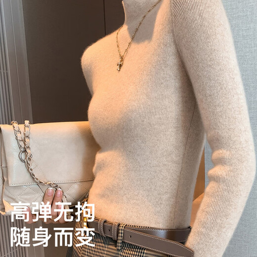 Odyfen wool knitted bottoming shirt for women with half-turtleneck sweater, slim long-sleeved, mid-collar, wearable top, autumn and winter black