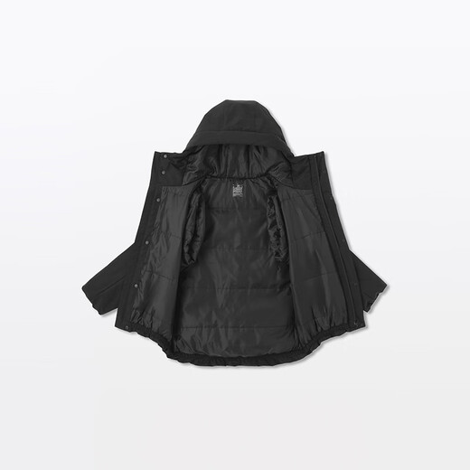 MUJI Men's Hood Jacket Men's Jacket Long Sleeve 25th Autumn and Winter New Arrival Top Men's Cotton Clothes AD0TWA5A Black L (175/100A)