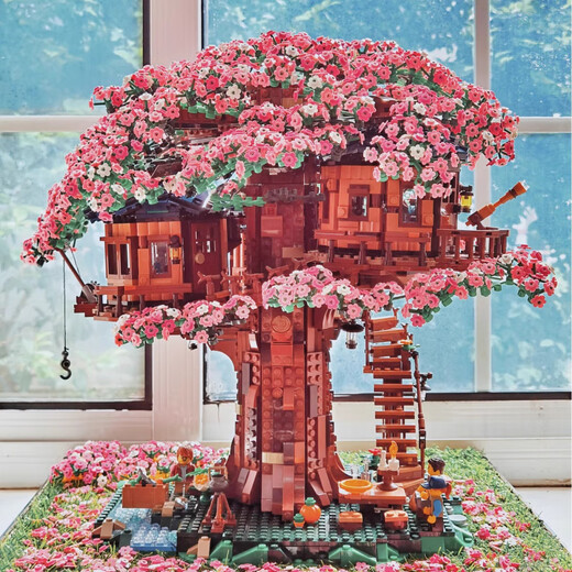 Éléments de construction de cerf Teng avec des blocs de construction à forte difficulté au-dessus de 100 000 particules 2025 NOUVELLE Maison d'arbre avec une difficulté élevée à construire 100 000 particules 18 Creative Tree House [Boad Box] Édition d'éclairage 16854