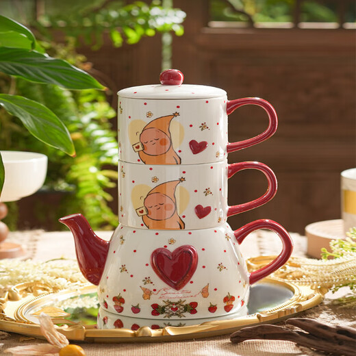 Star Man Cup Wedding Gift Couple Water Cup Tea Set Ceramic Kettle Mug Afternoon Tea Gift Box Star Man Stacking Cup and Pot Set (Gift Box + Gift Bag