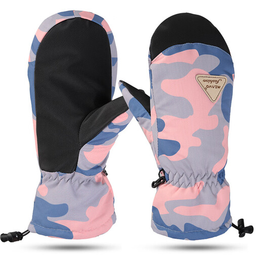 Men's and women's winter gloves for winter snowboarding, warm, wear-resistant, riding, non-slip, wind-proof, waterproof, and finger-stuffy, men's and finger-black