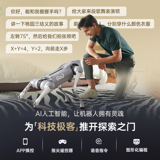Yushu Go2 Robot Dog AI Grand modèle Quadrupède Robot Bionic Companion Robot Intelligence Incarnée Interaction vocale Électronique Pet Robot Dog Cadeau haut de gamme Go2 Pro Version améliorée