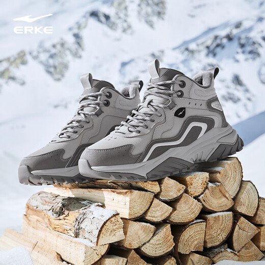 鸿星尔克男鞋高帮棉鞋保暖增高防滑运动鞋子男休闲鞋炽野3