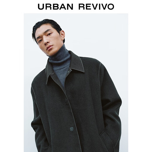 UR2025 new winter men's urban simple lapel pocket wool coat UMF150075 dark gray S