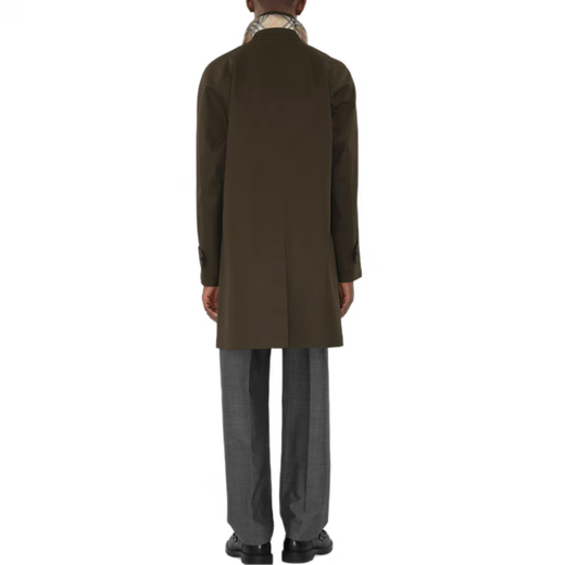 BURBERRY新年礼物博柏利 纽扣开合中长款风衣 男款 杜松绿 均码 48