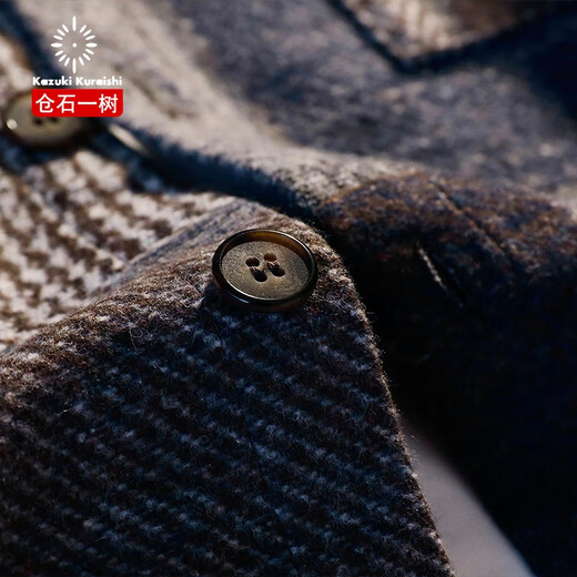 Kuraishi Kazuki lapel shirt men's spring and autumn new trendy retro casual high-end plaid jacket loose top trendy brand brown XL