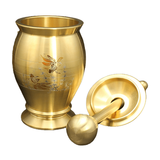 ZFEN Germany imports high-quality old-fashioned pure brass mashing jar, pestle, medicine cup, mortar, mortar, mortar, mortar, mortar, garlic, Li Shizhen mashing medicine jar