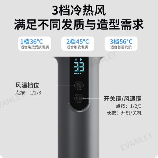 EVANLEY German Wireless Hair Dryer Rechargeable Student Dormitory Special Unplugged Battery Hair Dryer USB Hair Dryer Adjustable Hot and Cold Low Power Not Harmful to Hair Art Exam Portable 100,000 RPM - High Configuration Can Blow Hot Air Without Plug-in - Ivory White