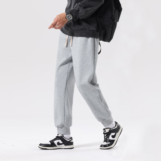 MINISO American casual heavyweight leggings men's winter sports plus velvet warm loose leggings long pants dark gray L