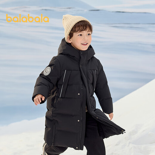 Balabala children's down jacket mid-length winter thickened coat for boys and girls 2025 hooded parent-child wear warm, windproof and water-repellent