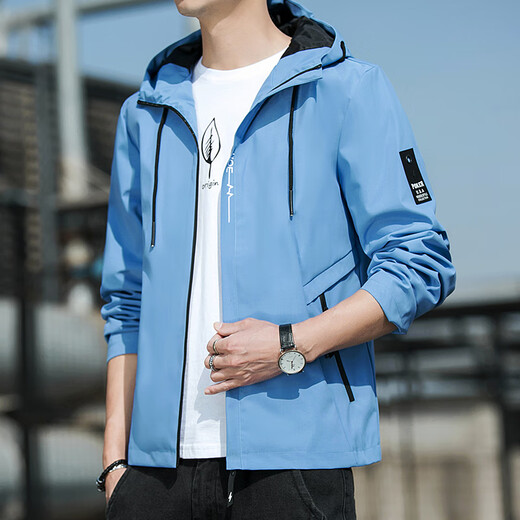 Playboy Autumn and Winter Jackets Men's 2025 New Hooded and Velvet Youth Loose Jacket Short Solid Color Gown Black XL