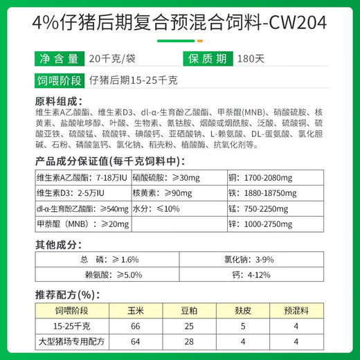 New Hope Liuhe Feed Premix Concentrated Pig Feed Suckling Pig Piglet Special Fattening and Nursery Pig Feed 40% Suckling Pig CW140 20kg