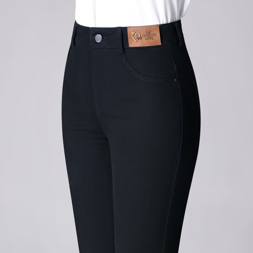 9227 denim trousers washed straight casual middle-aged ladies cotton young and middle-aged fashion simple women's trousers spring and autumn off-white 28