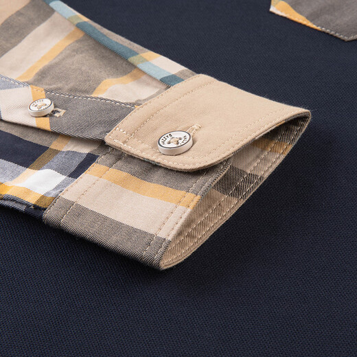 HAZZYS children's clothing boys' crew neck shirt autumn new pique stitching long-sleeved T-shirt navy 165