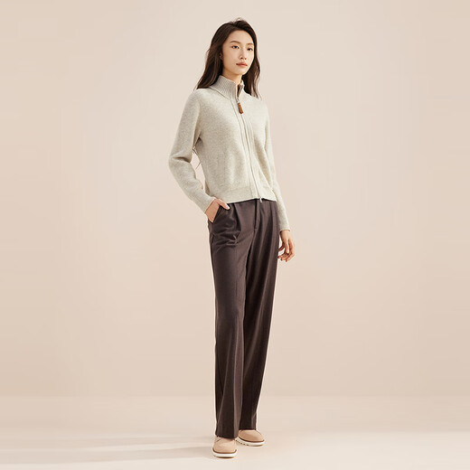 YOUNGOR Sweater Jacket Women's All-Wool Sweater Smooth, Comfortable, Delicate, Soft and Elastic 2025 Shopping Mall Same Style Camel YWQW635030XKF M 165/88A (Recommended 110-130Jin Jin equals 0.5kg)