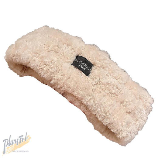 Biyun Autumn and Winter 2025 New Rabbit Fur Hairband for Women's forehead to keep warm during postpartum period, plus velvet and thickened wide-brimmed hairband, khaki color, trendy and warm, 56-58cm