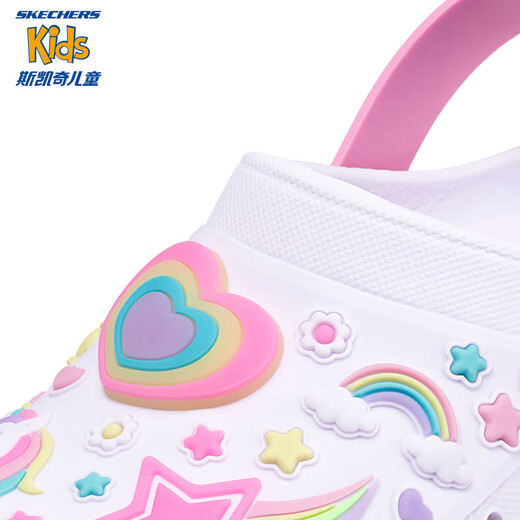 Skechers Skechers mall same style girls casual slip-on sneakers summer new flashing sandals 308406L white/multi-color/WMLT 36