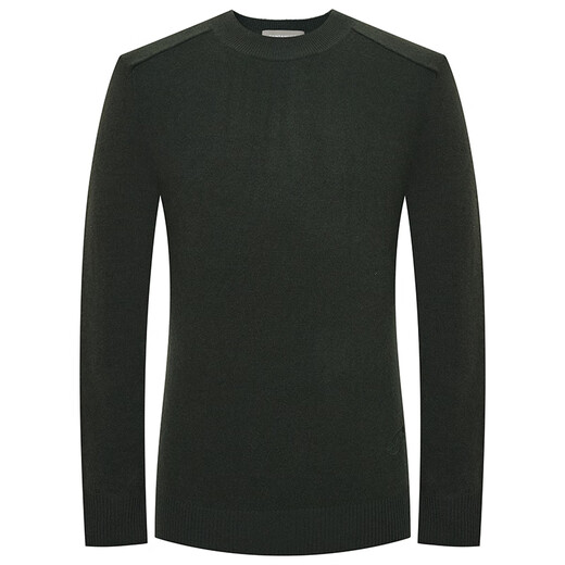 Angel Bird Wool Sweater Men's Autumn Style Men's 100% Sheep Wool Business Casual Long Sleeve Sweater Textured Wool Sweater Inside Gray Lake Green XL -50(180/100)