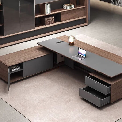 Desk Boss Desk New Chinese Style President General Manager Desk and Chair Combination Simple Modern Chairman Executive Desk 2.0 Meter Boss Desk (Including Password Lock)