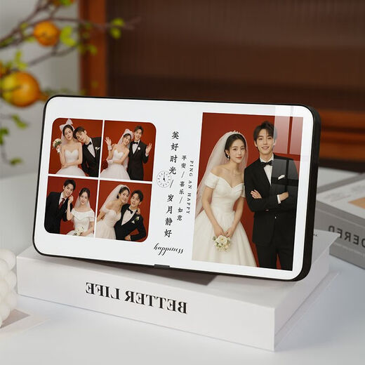 Fantasy three-square grid photo frame, set up on the table, wash the photos, customize high-end photos, print them into crystal albums, and make wedding photos. Good times (15*27cm)) Main picture - Yimeijin (super clear portrait), free 10-inch palace grid