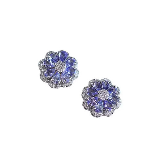DL 1998 Fat Donglai quality tanzanite earrings natural l earrings for women niche design silver amethyst colored gemstones 18 tanzanite B style earrings (925 silver)